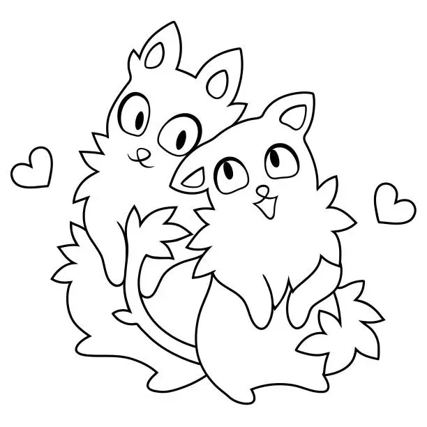 Vector illustration of Two cats