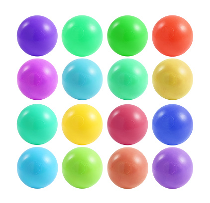 miniature plastic ball toy isolated on white background, Small ball for kid