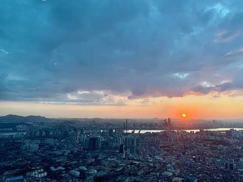 from Namsan Tower you can get a clear view of the city at sunset