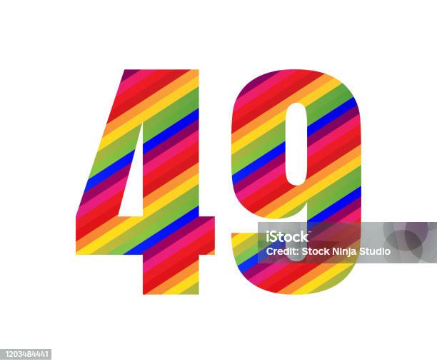 Easy 49 49 Number Rainbow Style Numeral Digit Colorful Number Vector ...