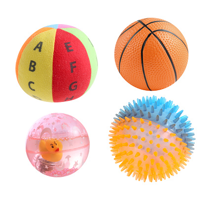 Group of colorful ball toy isolated on white background, Small ball for kid