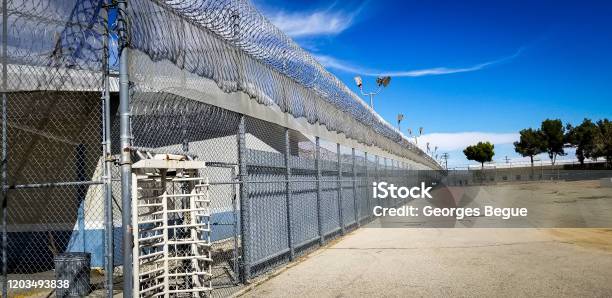 Jailhouse Blue Sky Stock Photo - Download Image Now - Prison, Detention Center, Probation