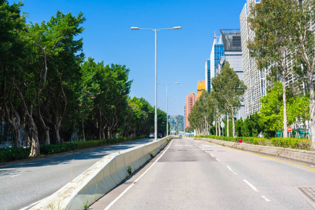 istock Empty urban road in downtown,Hong Kong 1203495791