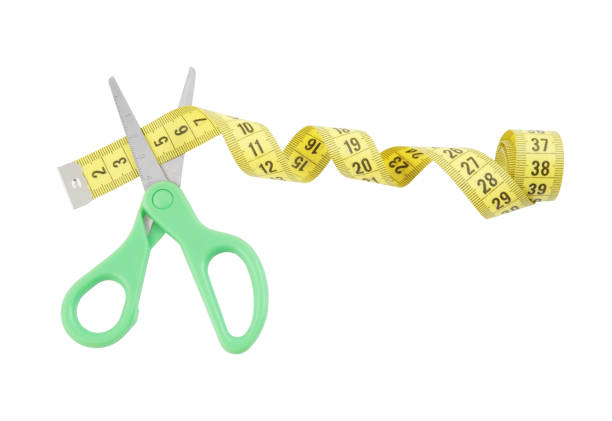istock Modern green scissors and measuring tape isolated 1203495876