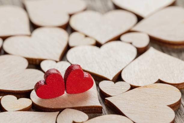 istock Wooden hearts background 1203499360
