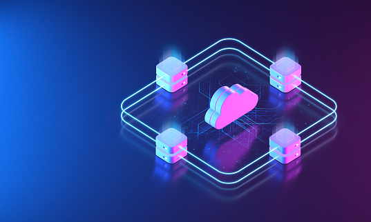 Cloud Network Server Solutions concept. Isometric 3D render.