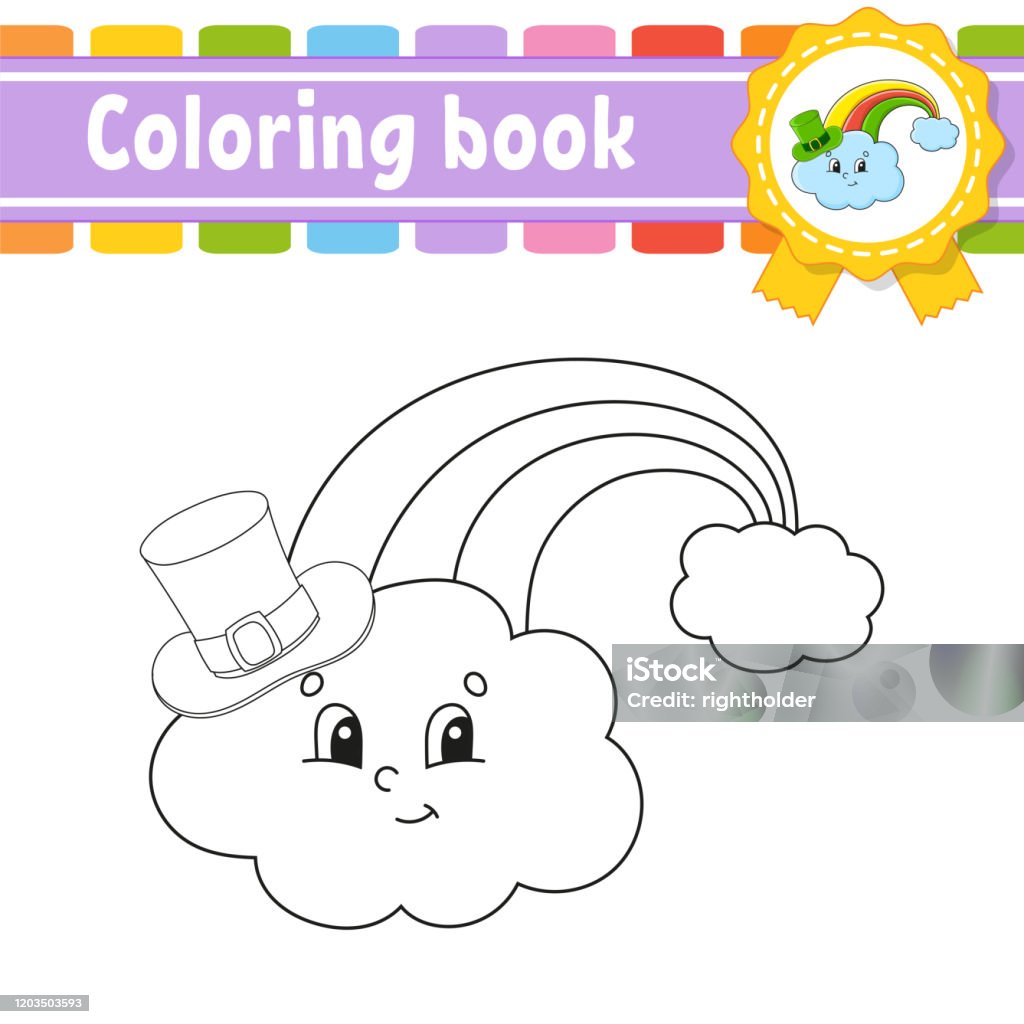 Ilustración de Libro Para Colorear Para Niños Arco Iris Con Sombrero Carácter Alegre Ilustración Vectorial Bonito Estilo De Dibujos Animados Silueta De Contorno Negro Aislado Sobre Fondo Blanco Día De San Patricio Ilustración de Libro Para Colorear Para Niños Arco Iris Con Sombrero Carácter Alegre Ilustración Vectorial Bonito Estilo De Dibujos Animados Silueta De Contorno Negro Aislado Sobre Fondo Blanco Día De San Patricio