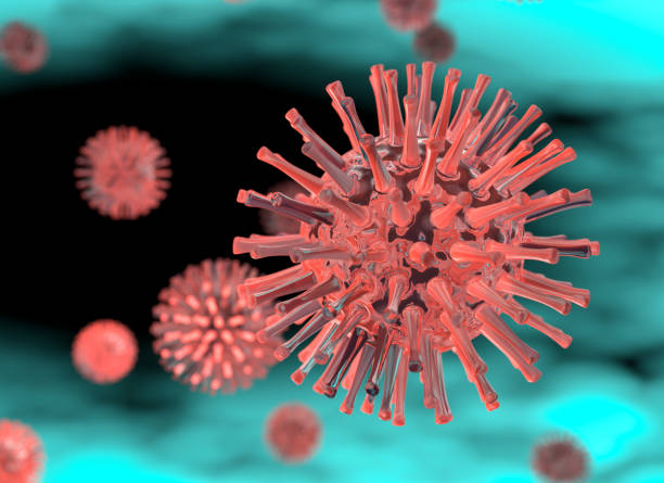istock 3D render illustration of virus close up 1203509225