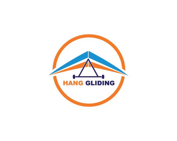 hang gliding icon vector illustration design hang gliding icon vector illustration design template glider hang glider hanging sky stock illustrations