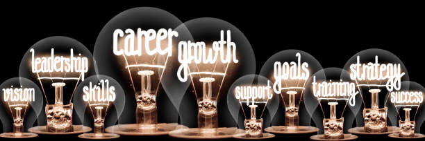 istock Light Bulbs with Career Growth Concept 1203510336