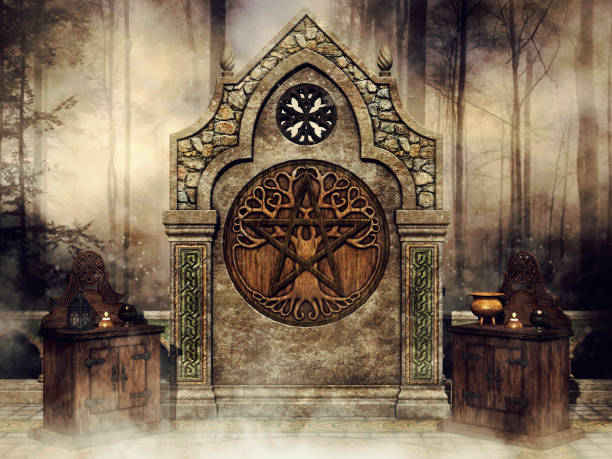 istock Fantasy shrine in the woods 1203510467