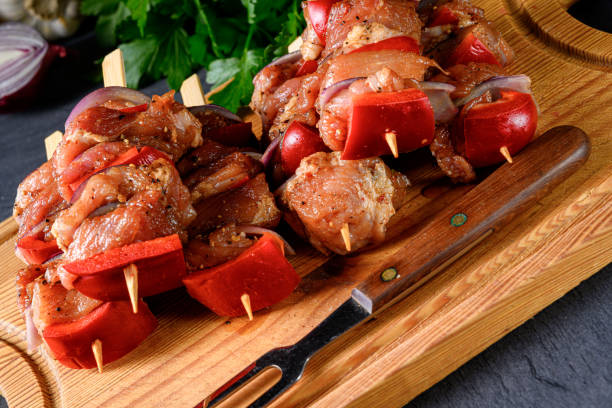 istock raw shish kebab with various vegetables 1203513923