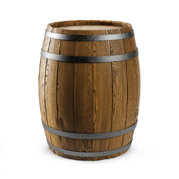 istock Wooden barrel isolated on white background. Clipping path included. 1203515011