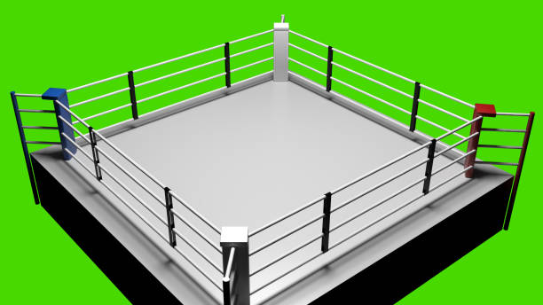 anel de boxe 3d. - boxing boxing ring rope three dimensional shape - fotografias e filmes do acervo