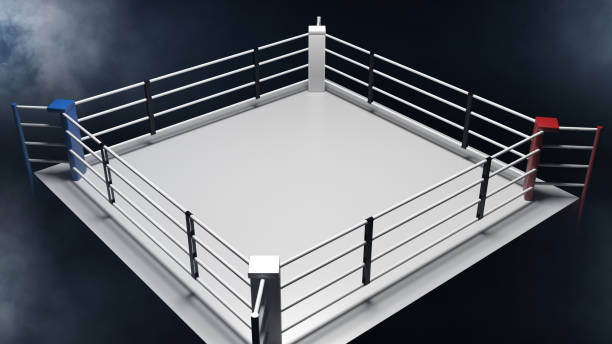 anel de boxe 3d. - boxing boxing ring rope three dimensional shape - fotografias e filmes do acervo