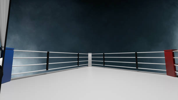 anel de boxe 3d. - boxing boxing ring rope three dimensional shape - fotografias e filmes do acervo