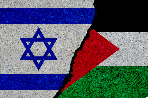 Flag of Palestinian and Israeli