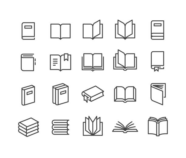 Book Icons - Classic Line Series Book, Reading, open book stock illustrations