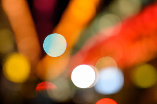 Blurred light in the city. stock photo