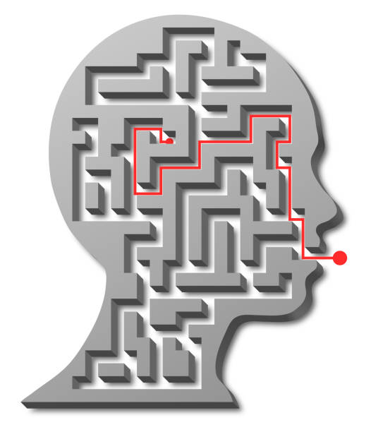 istock Silhouette of a girl's head, mind maze 1203517800
