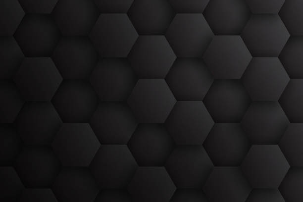 3D Hexagon Blocks Structure Dark Gray Minimalist Abstract Background stock photo