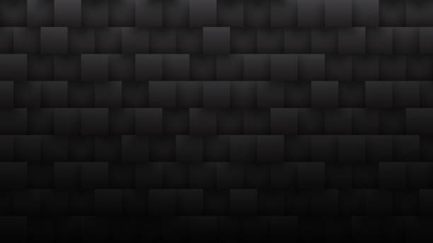 Dark Gray Rendered 3D Squares Tech Minimalist Black Abstract Background stock photo