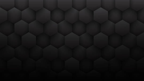 3D Hexagons Grid Pattern Technological Minimalist Dark Gray Abstract Background stock photo