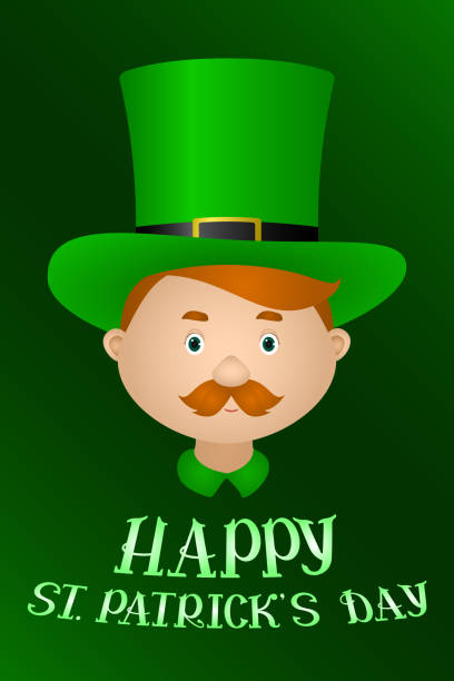 istock ST PATRICKS DAY poster. Irishman in green leprechaun hat. Vector illustration 1203522239