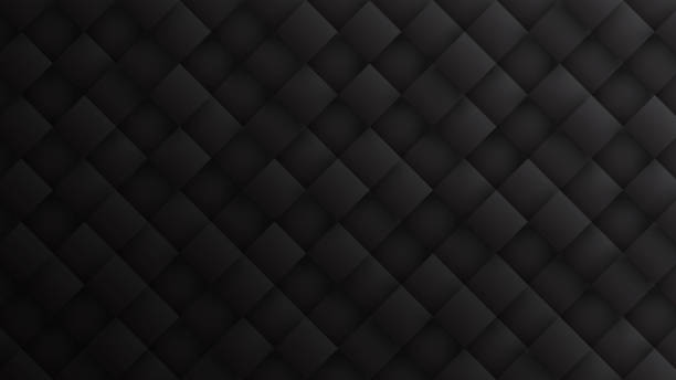 Rendered 3D Rhombus Pattern Tech Abstract Dark Gray Background stock photo
