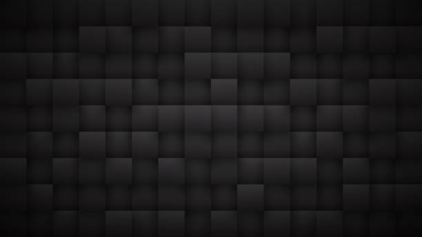 3D Tetragonal Blocks High Technology Dark Gray Abstract Background stock photo