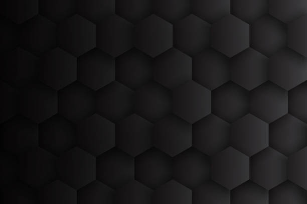 Dark Gray 3D Hexagons Grid Pattern Minimalist Black Abstract Background stock photo