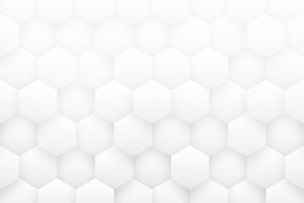 White 3D Hexagons Minimalist Abstract Background stock photo