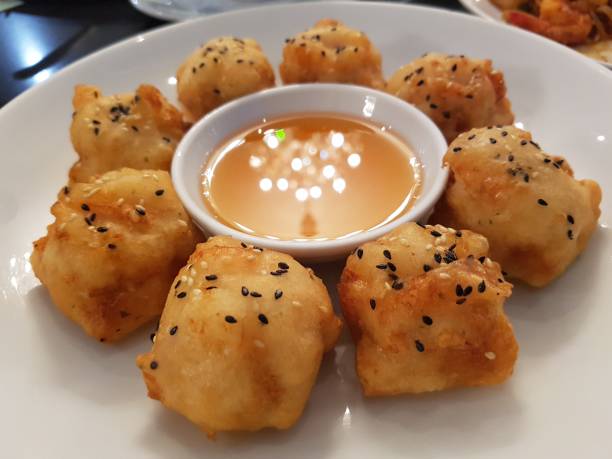 istock Shrimp ball with sweet sauce 1203525410