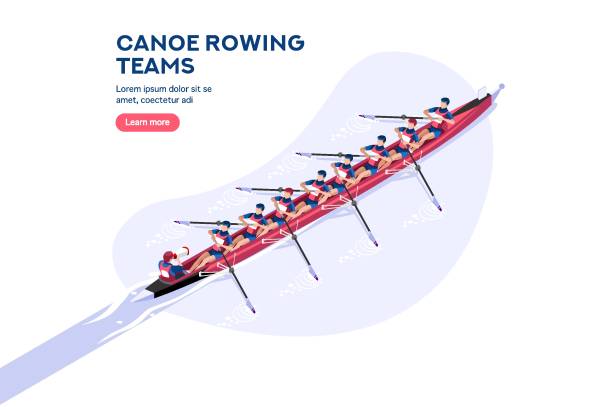 postać kajakalisty - rowboat sports team team sport teamwork stock illustrations