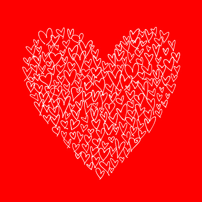 Kolase Bentuk Hati Yang Terbuat Dari Hati Yang Digambar Dengan Tangan