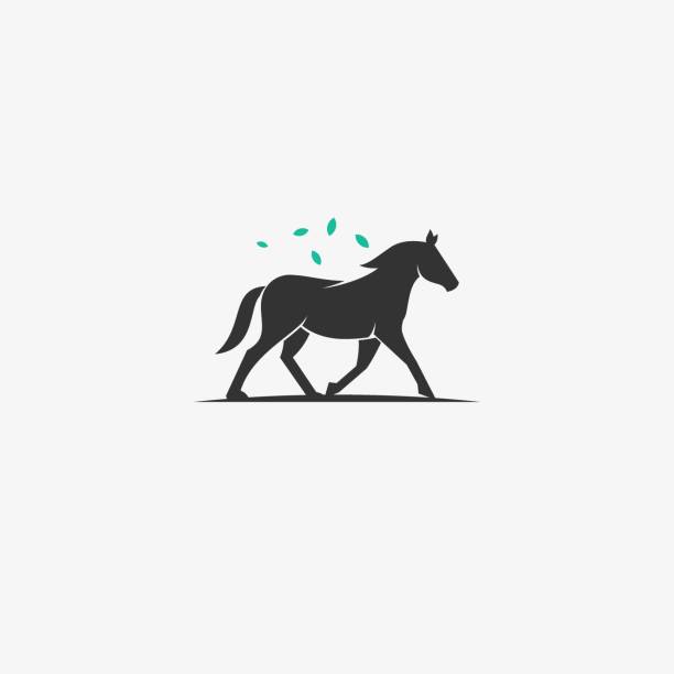 ilustrações de stock, clip art, desenhos animados e ícones de vector illustration come horse black color. - mammals