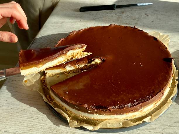 istock Vegan Peanutbutter Chocolate Caramel Cream cake 1203530209