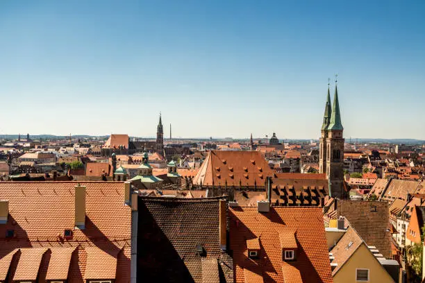 Above the roofs of Nuremberg in Germany