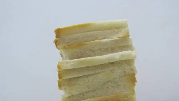 Photo of Sliced bread stack. Concept photo.