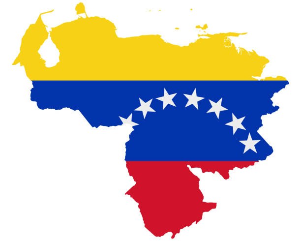 Flag in map of Venezuela Flag in map of Venezuela venezuela stock illustrations