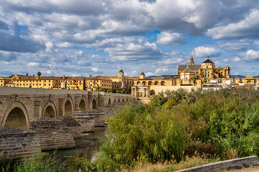 Mezquita-Catedral and Puente Romano - Mosque-Cathedral and the Roman Bridge in Cordoba, Andalusia, Spain