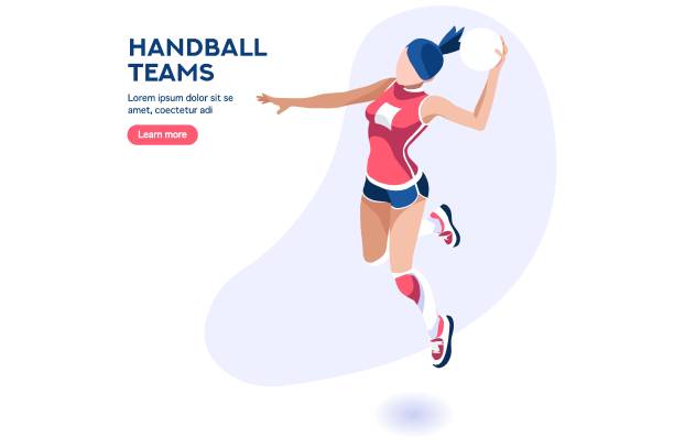 illustrations, cliparts, dessins animés et icônes de caractère de joueur de handball - faute de main