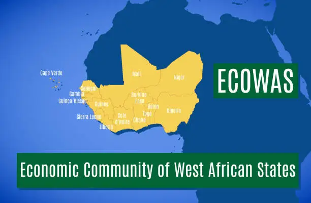 Vector illustration of Member countries of the Economic Community of West African States (ECOWAS)