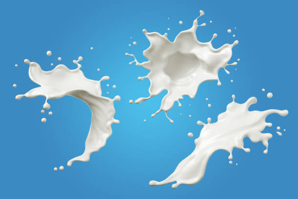 우유 또는 흰색 액체 튀김. - drink close up dairy product flowing 뉴스 사진 이미지