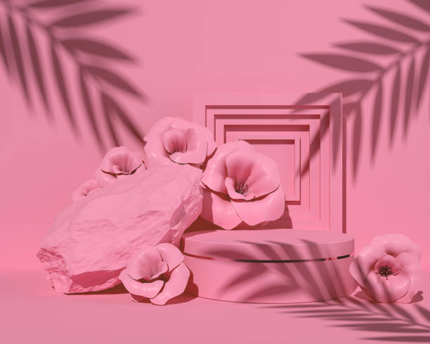istock abstract pink color geometric Stone and Rock shape background. 1203542241