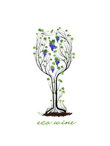 istock eco wine concept, glass of wine   looks like grape branches on the white background, 1203542941