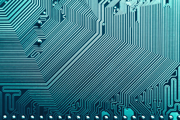 istock Blue electronic mother board circuit close up macro background. 1203544901