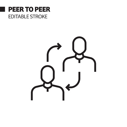 Peer to Peer Line Icon, Outline Vector Symbol Illustration. Pixel Perfect, Editable Stroke.