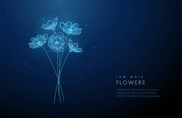 ilustrações de stock, clip art, desenhos animados e ícones de abstract low poly blooming bouquet of flowers. - invitation love shape botany