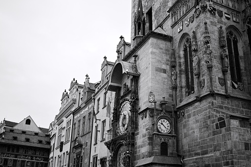 Prague, Czech Republic - 30 December 2019: the Astronomical Clock in the Old Town Square